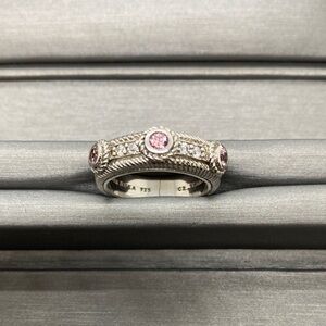 Judith Ripka Silver 925 Ring size 7 with Pink Accents